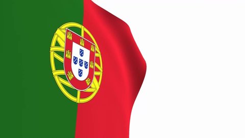 Portugal flag video. 3d Portugal Flag Slow Motion video. the national flag fluttering freely Inside white background. Full HD resolution video. close-up view.