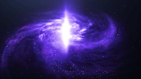 A spiral galaxy in the dark starry sky. The camera slowly zooms in on the purple galaxy. Rotating Nebula space animation in 3d.  Ideal for meditation background and relaxation music. - Powered by Shutterstock - Get 15% off with code: PIKWIZARD15