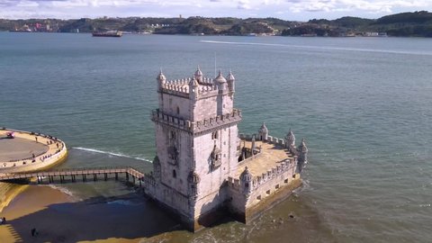 Belém Tower (Torre de Belém). Fortress monument in Lisbon on the Tagus River.
