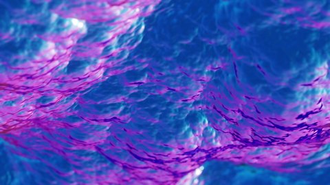 Animated 3d water waves with ripples. Vj loop animation of vibrant colored liquid. Waving ocean background