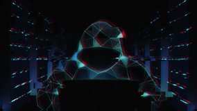Animation of person seamless loop hacker working with laptop. Dark space internet security, program code security interface. Technology. Cyber security. Data Processing. Computer Programming. - Powered by Shutterstock - Get 15% off with code: PIKWIZARD15