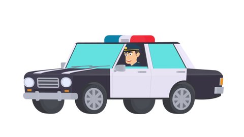 Traffic policeman. Animation of a policeman in a car, the alpha channel is turned on. Cartoon