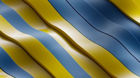 Loop Animation Ukrainian colors of the flag, wave of independence, yellow and blue stripes background, Illustration Abstract 3d Render