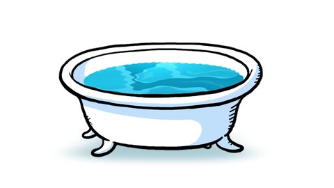 Cartoon bathtub with blue water. Alpha included.