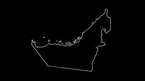 Map of United Arab Emirates, United Arab Emirates map white outline, Animated close up map of UAE