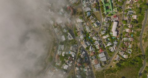 Birds eye view of residential suburb with family houses and luxury residences with large gardens. Cape Town, South Africa