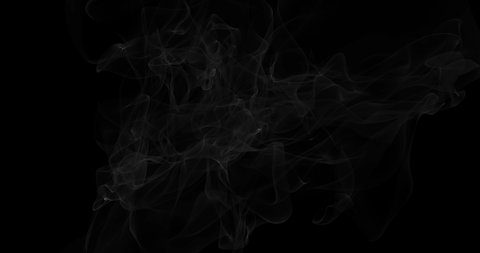 Smoke wisps rise a smooth lines and grow turbulent against black background