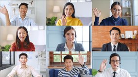 Screen of business people work at home and virtual video conference meeting with colleagues via computer laptop, online working, video call and teleconference concept - Powered by Shutterstock - Get 15% off with code: PIKWIZARD15
