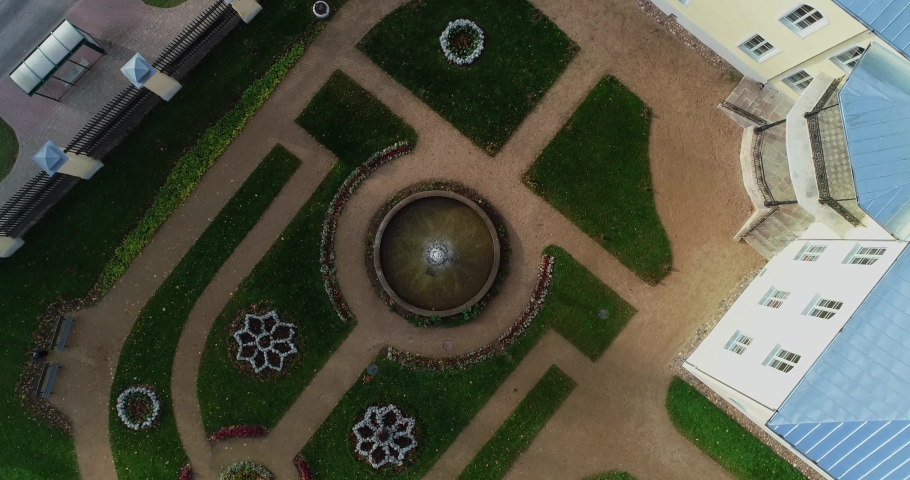 Tower to Krustpils medieval castle. Jekabpils, Latvia. Drone shot