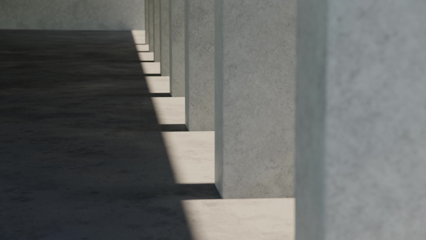 Modern architecture, light shadow  timelapse, contemporary minimal concrete hall 