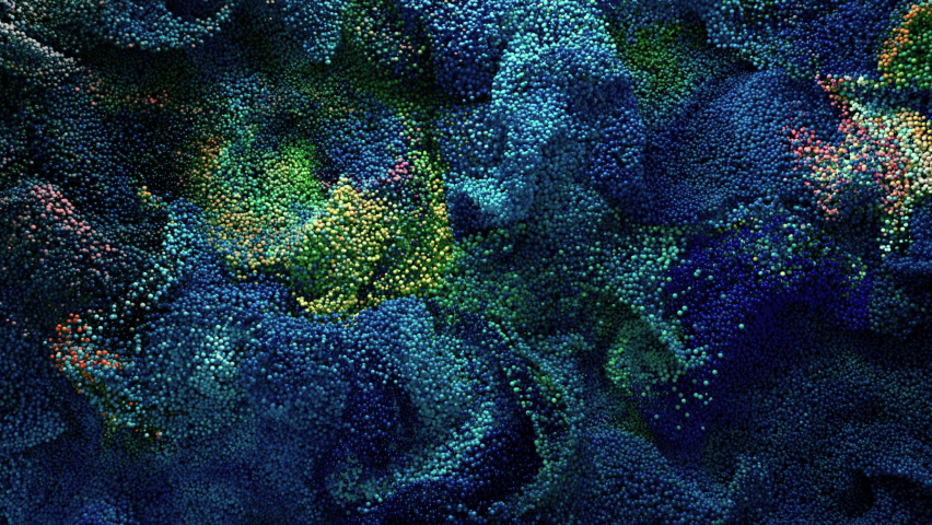 Abstract Motion Background with Waving Colorful Spheres