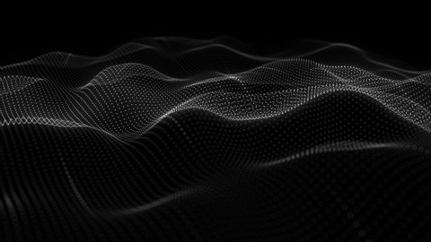 Abstract flowing smooth Plexus fractal waves background. Grid, mesh of dots. Big data connection. Seamless loop animation