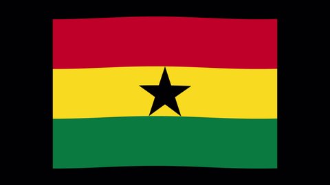 Animated Ghana flag no background alpha channel Country isolated 1080 HD Apple pro res 4444