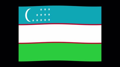 Animated Uzbekistan flag no background alpha channel Country isolated 1080 HD Apple pro res 4444