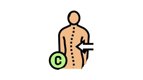 c-shaped scoliosis color icon animation