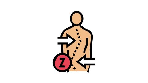 z-shaped scoliosis color icon animation