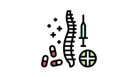 treatment scoliosis color icon animation