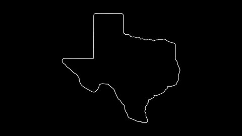 2D Map of state Texas, Texas map white outline, Animated close up map of Texas USA