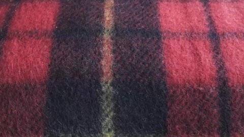 Tartan wool material close up stock footage