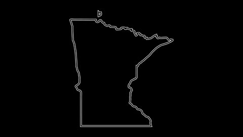 2D Map of state Minnesota, Minnesota map white outline, Animated close up map of Minnesota USA