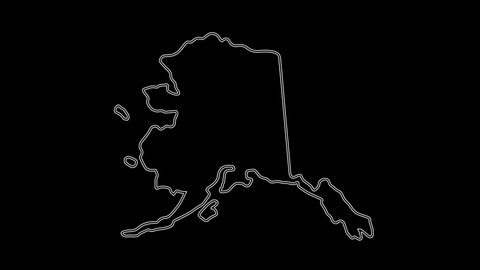 2D Map of state Alaska, Alaska map white outline, Animated close up map of Alaska USA