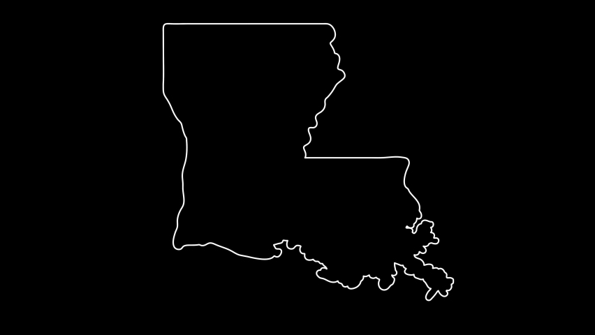2D Map of state Louisiana, Louisiana map white outline, Animated close up map of Louisiana USA | Shutterstock HD Video #1088422257