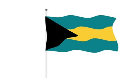 Waving Flag of the Bahamas. Green Screen