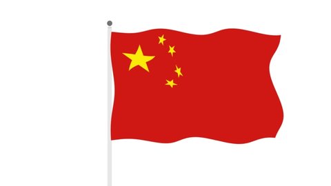 Waving Flag of China. Green Screen