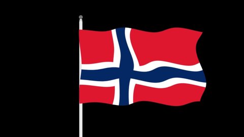 Waving Flag of Norway. Green Screen