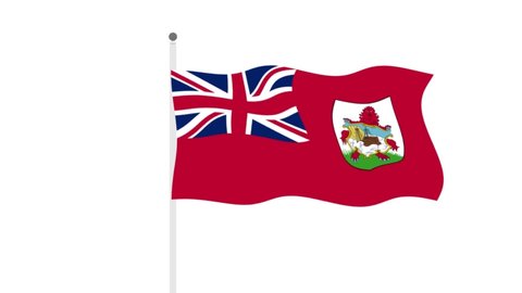 Waving Flag of Bermuda.  Green Screen