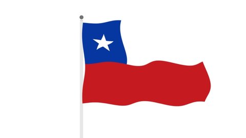 Waving flag of Chile. Green Screen