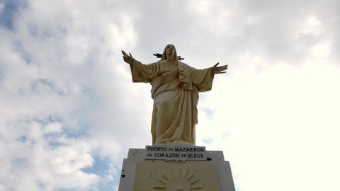 Mazarron Murcia Spain on March 2022  Christ statue Dios - pilgrimage and religious spiritual journey to the white marble statue of Jesus