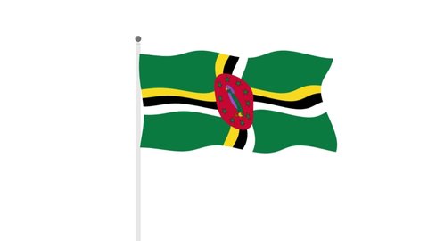 Waving Flag of Dominica. Green screen