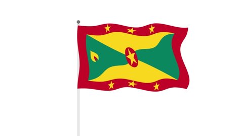 Waving Flag of Grenada, green screen