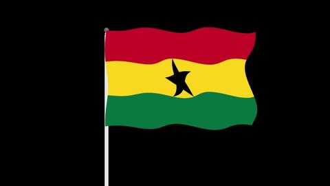 Waving Flag of Ghana. Green Screen