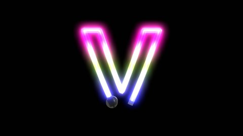 3D Rendered- Animation of Neon Lights Turning on Letter V