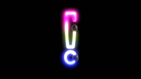 3D Rendered- Animation of Neon Lights Turning on Exclamation Point