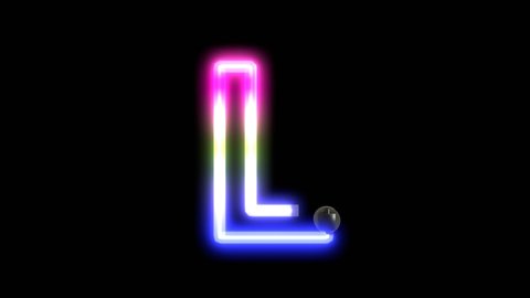 3D Rendered- Animation of Neon Lights Turning on Letter L
