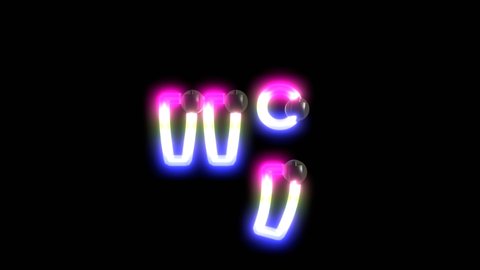 3D Rendered- Animation of Neon Lights Turning on Quotation Mark and Comma and Period