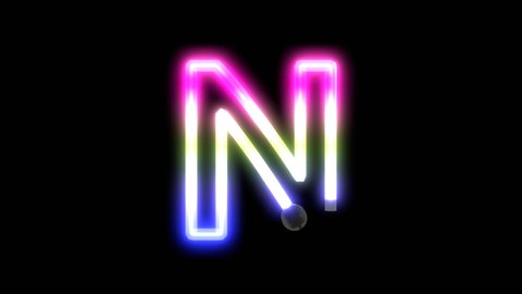 3D Rendered- Animation of Neon Lights Turning on Letter N