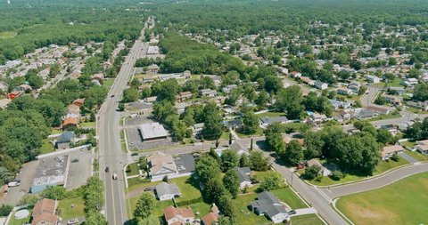 Panorama top view residential neighborhood district in American town, in Monroe New Jersey USA