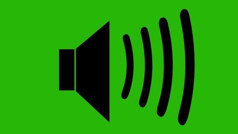 Loop animation of sound or volume icon, on a green chroma key background