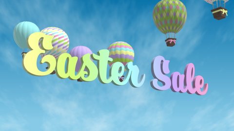 Easter sale hot air balloon animation