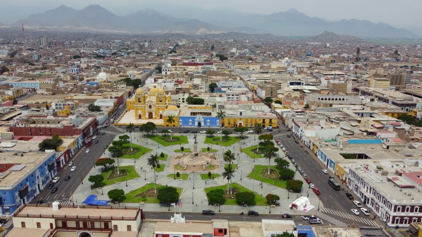Plaza de Armas in the Historic Center of the city of Trujillo, Peru