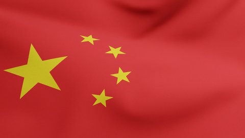 Flag of China waving original size and colors 3D Render, National Flag of the Peoples Republic of China, Five-starred Red Flag, Chinese Communist Revolution