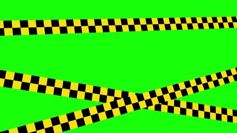 Animated Barricade Tape Dot Lines 4K Animation, Green Background for Chroma Key Use