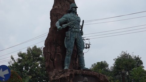 Kediri, East Java, Indonesia - May 2nd, 2021 : PETA monument as a symbol of the struggle of the Indonesian against Japan led by Soedanco Soepriyadi.