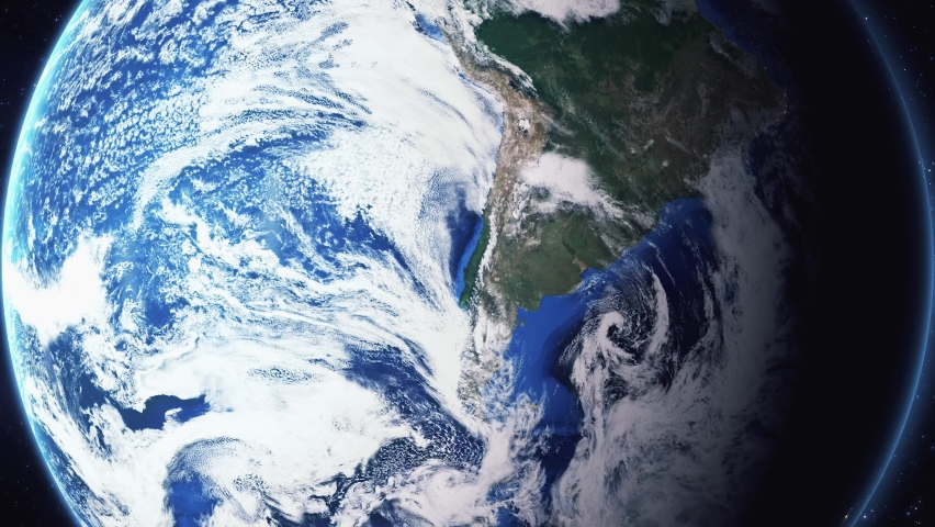 Earth zoom in from space and focus on Split, Croatia. The animation continues by zoom out through clouds and atmosphere into space. Background for travel intro.