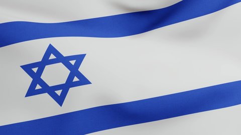 National flag of Israel waving original size and colors 3D Render, flag State of Israel used Star of David, Flag of Zion or Israel flag