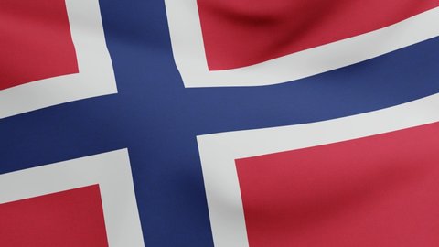 National flag of Norway waving original size and colors 3D Render, Norges flagg or Noregs flagg used blue Scandinavian cross, Kingdom of Norway flag with Nordic cross